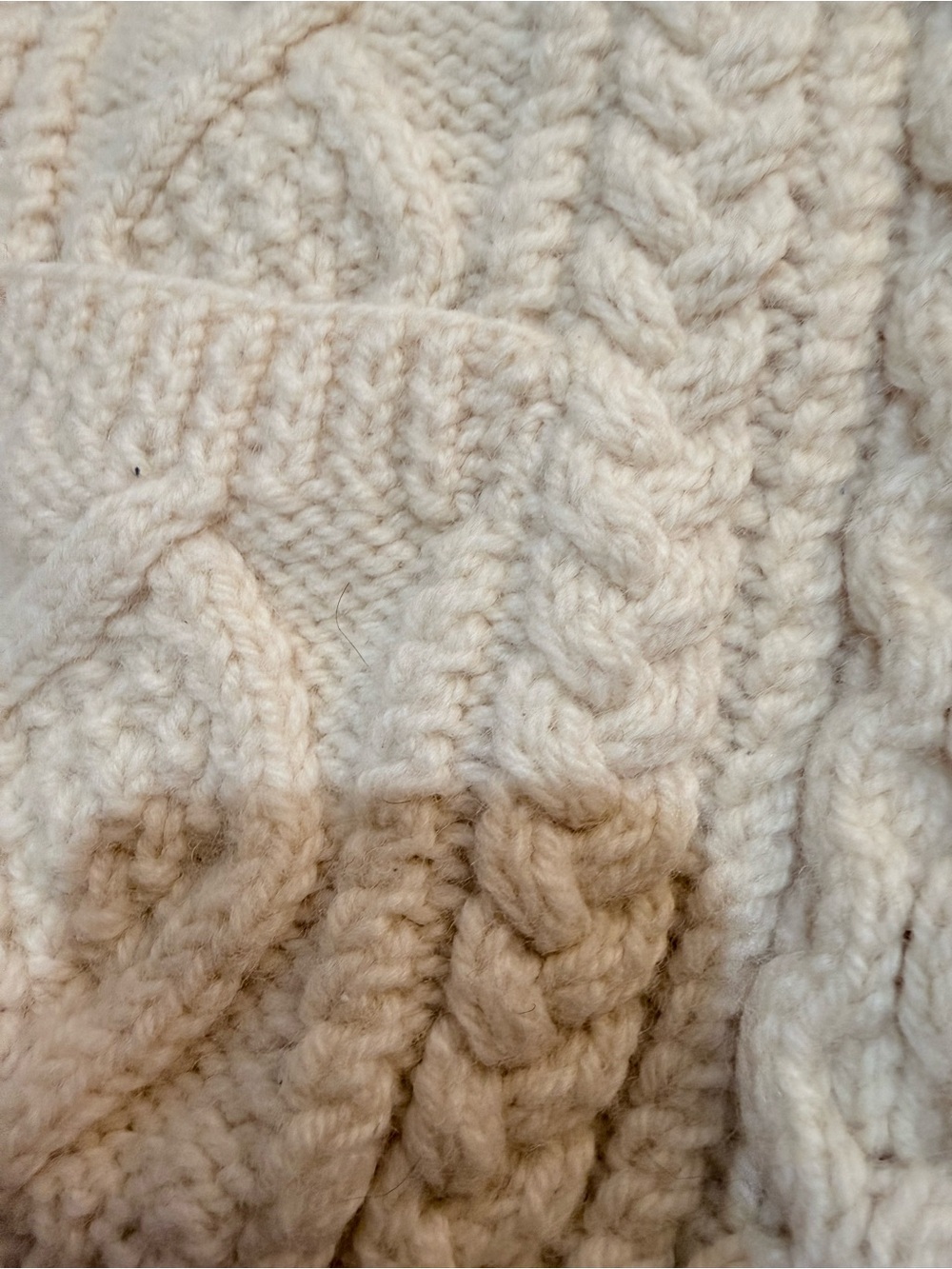 John Molloy Cream Cable Hand Knit Button-Up Cardigan Size Large - Picture 3 of 7